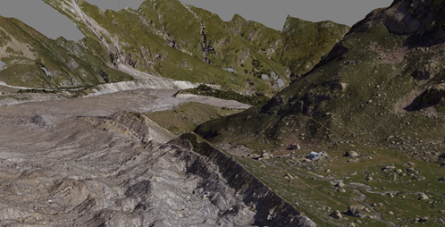 Three dimentional image derived from aerial photography using struture from motion.
